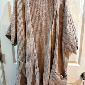 Barefoot Dreams Tan Women's Chunky Short Sleeve Cardigan
